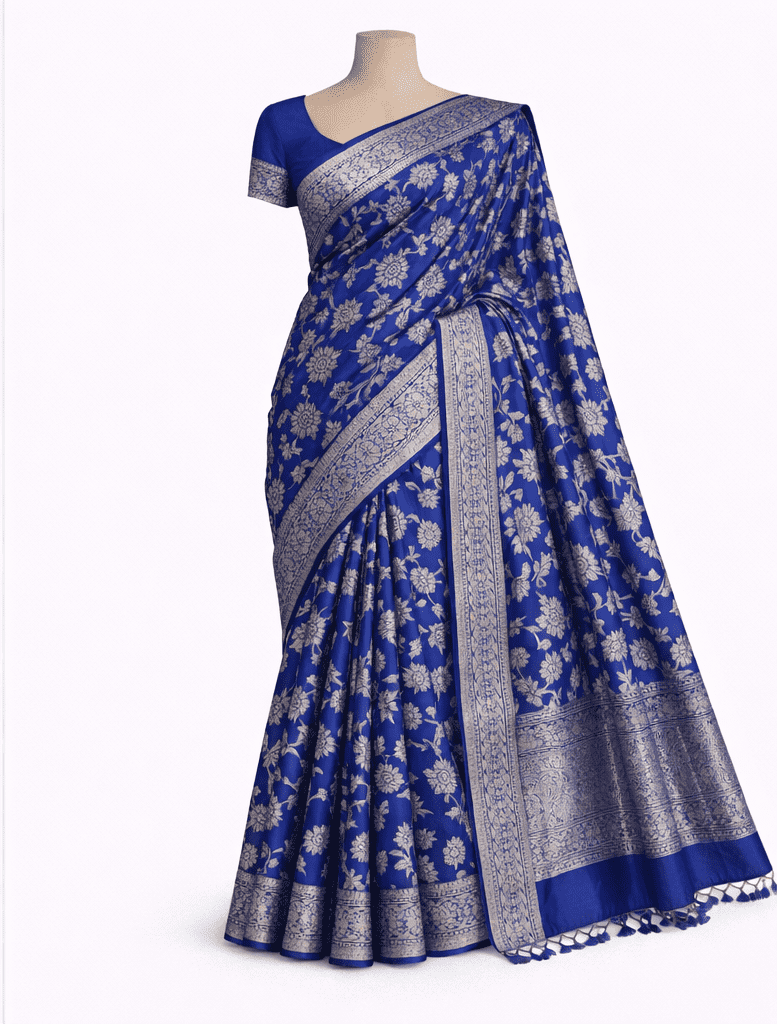 Royal Blue with Silver Zari - Image 2