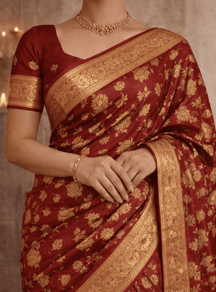 Deep Red Banarasi